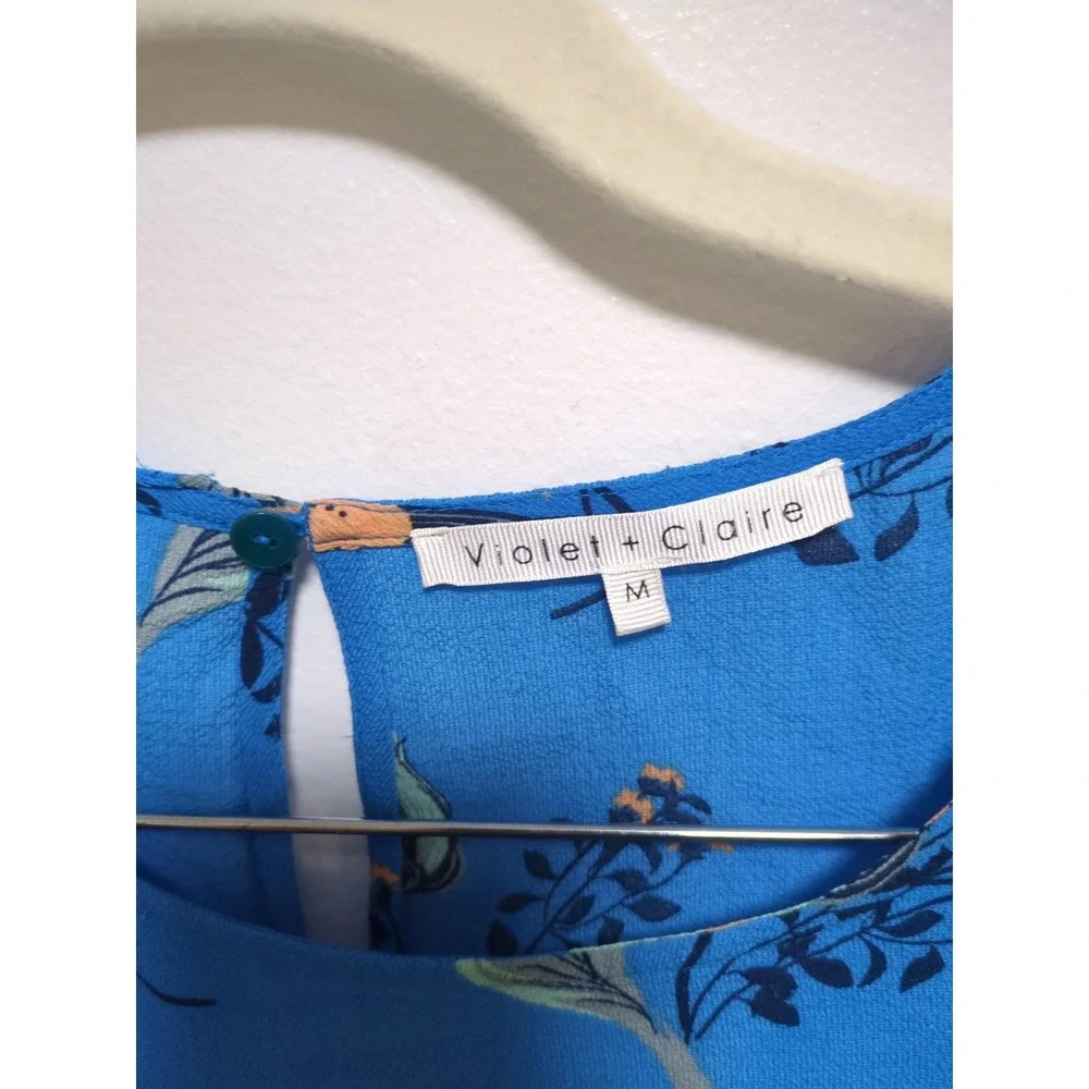 Blue Floral Violet And Clair Women's Sz M Blouse‎ - Picture 2 of 4